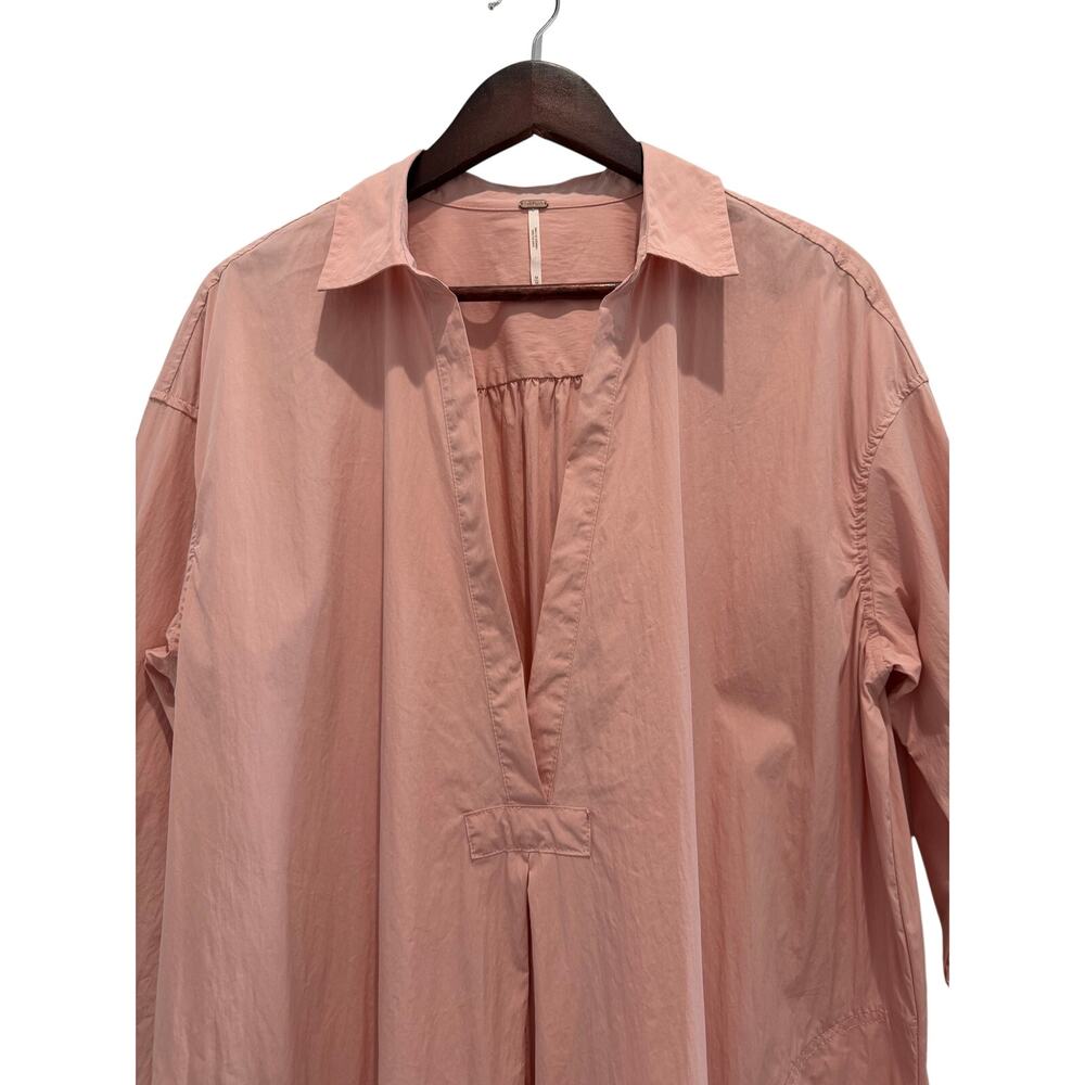 Free People Eva Plunging Shirt Dress Oversized Relaxed Size M Preppy - Picture 9 of 15